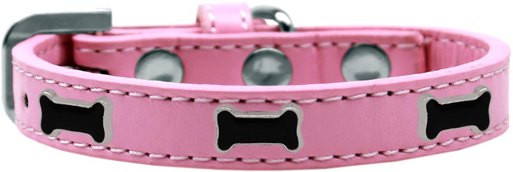 Black Bone Widget Dog Collar Light Pink Size 20